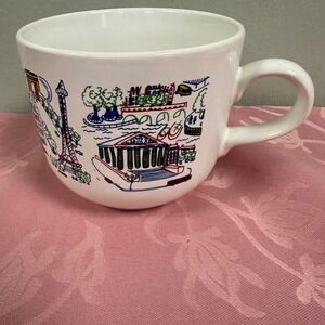 Kilncraft STL England Paris Landmark Soup Mug Oversized Coffee Cup Ceramic White